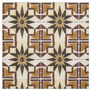 Mexican Style Simulated Mosaic Neutral Browns Fabric
