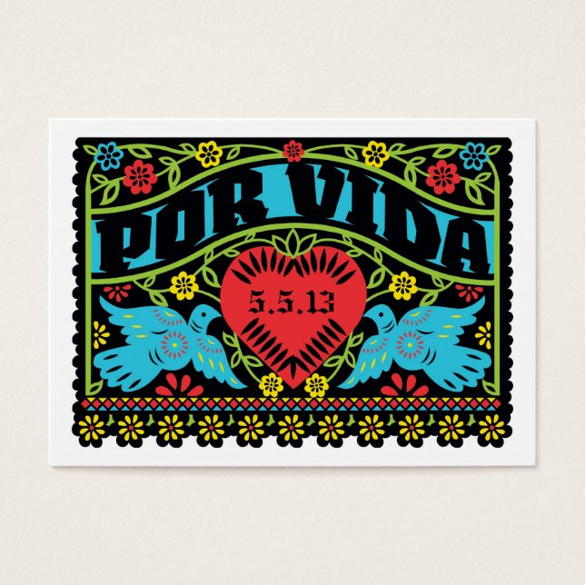 Mexican Style Skulls Wedding Banner Info Card (Front)