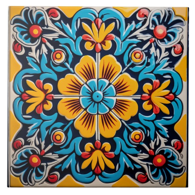 Mexican style themed pattern  ceramic tile (Front)