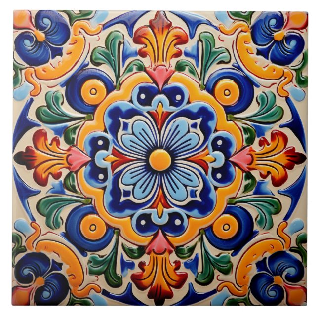 Mexican style themed pattern  ceramic tile (Front)