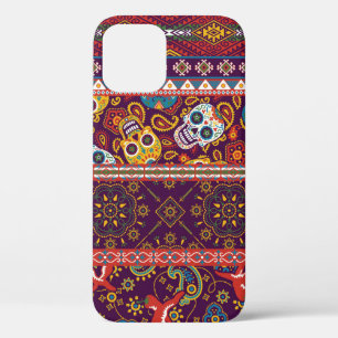 Mexican style traditional fabric patchwork abstrac iPhone 12 case