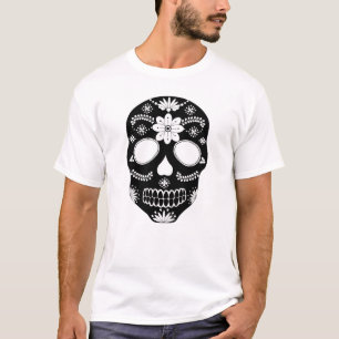 Mexican Sugar Skull Black And White Men's T-Shirt