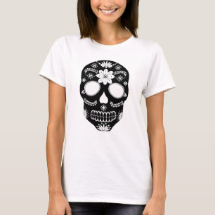 Mexican Sugar Skull Black And White T-Shirt