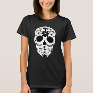 Mexican Sugar Skull Black And White T-Shirt