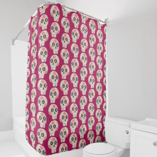 Mexican Sugar Skull Day of the Dead PInk Shower Curtain