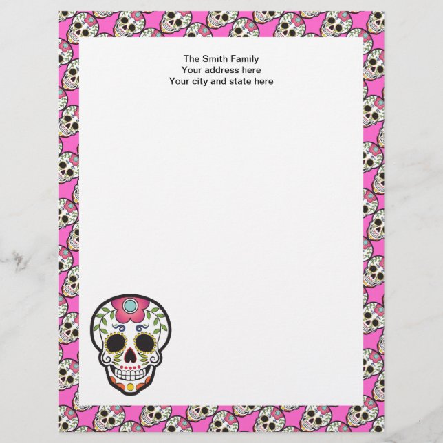 Mexican Sugar Skull Personalized Letterhead (Front)