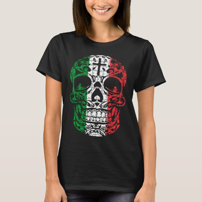 Mexican Sugar Skull Pride Calavera Day Dead Cinco  T-Shirt (Front)