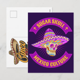 mexican-sugar-skull-shirt-design-illustration_ holiday postcard