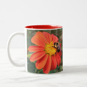 Mexican Sunflower and Bee Two-Tone Coffee Mug