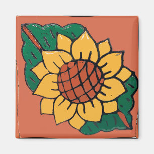 Mexican Sunflower Tile Magnet