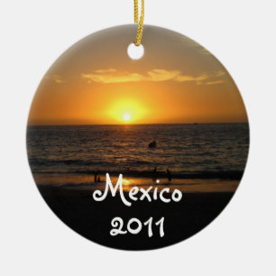 Mexican Sunset; Mexico Souvenir Ceramic Tree Decoration