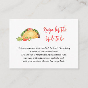 Mexican Taco Bring a recipe  request Bridal Shower Enclosure Card