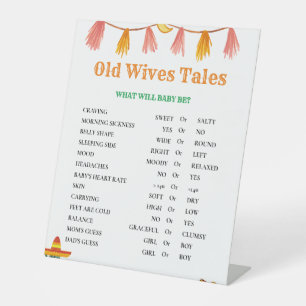 Mexican Taco Old WIves Tales Baby shower Game  Pos Pedestal Sign