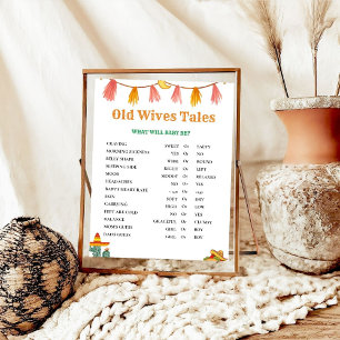Mexican Taco Old WIves Tales Baby shower Game  Pos Poster