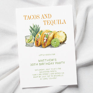 Mexican Tacos and Tequila 30th Birthday Party Invitation