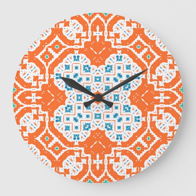 Mexican Talavera: Antique Ceramic Seamless Large Clock (Front)