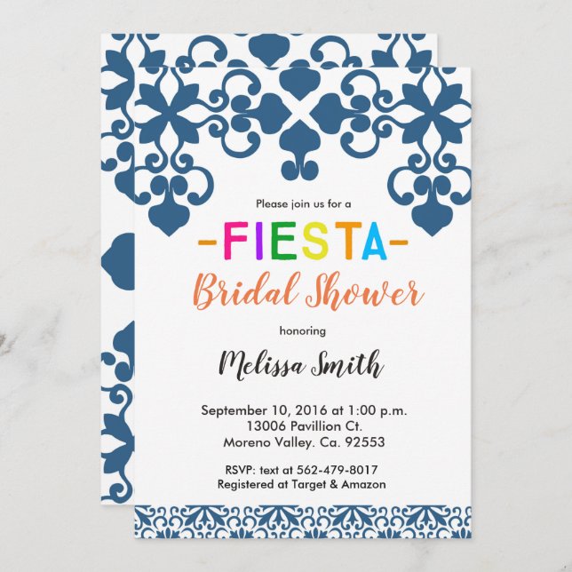 Mexican Talavera Bridal Shower Invitation (Front/Back)