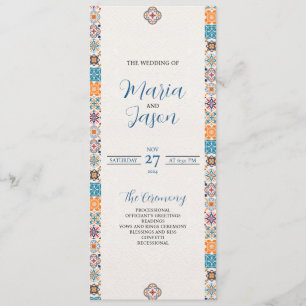 Mexican Talavera Colorful Floral Fiesta Wedding Program