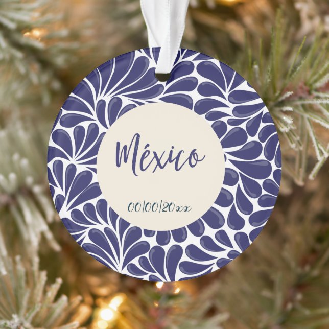 Mexican Talavera Design Acrylic Ornament (Tree)