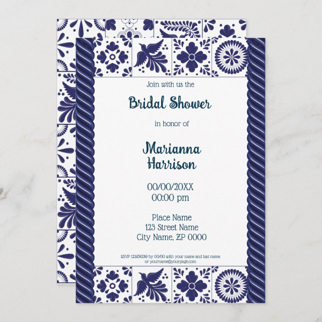 Mexican Talavera Design Bridal Shower Invitation (Front/Back)