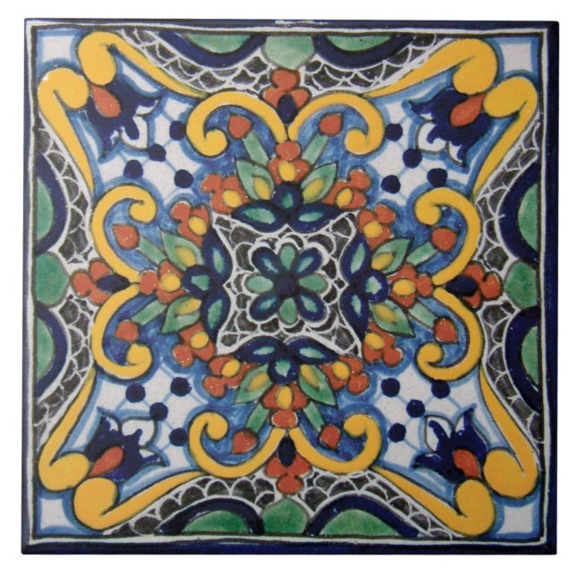 Mexican Talavera Design Ceramic Photo Tile (Front)