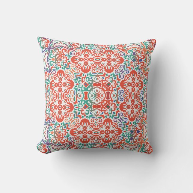 Mexican Talavera: Ethnic Tile Collage. Cushion (Front)