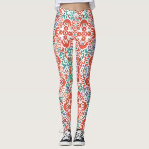 Mexican Talavera: Ethnic Tile Collage. Leggings