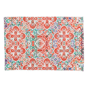 Mexican Talavera: Ethnic Tile Collage. Pillowcase