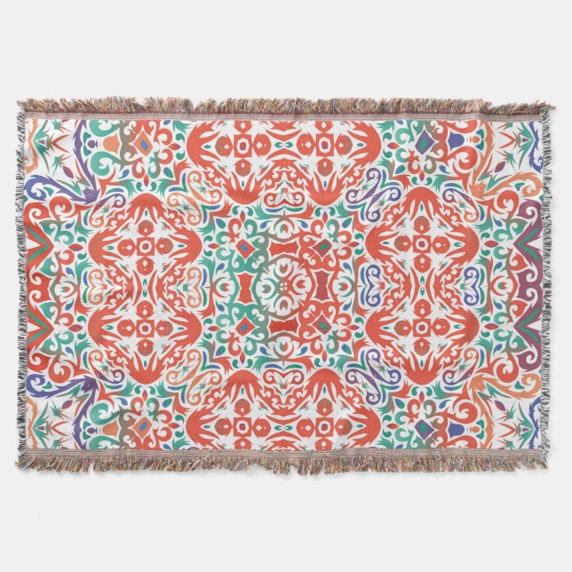 Mexican Talavera: Ethnic Tile Collage. Throw Blanket (Front)