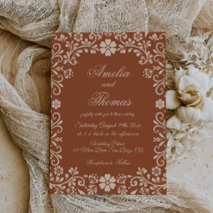 Mexican Talavera Floral Wedding  Invitation