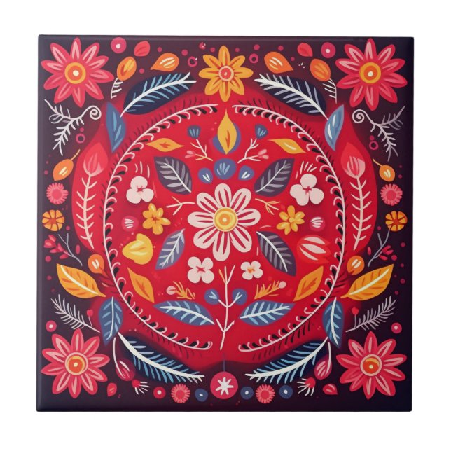 Mexican Talavera Hacienda Style Tile Azulejo (Front)