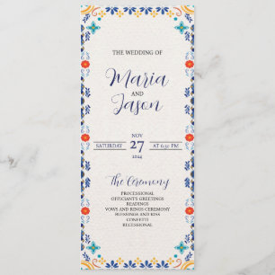 Mexican Talavera Majolica Floral Aesthetic Wedding Program