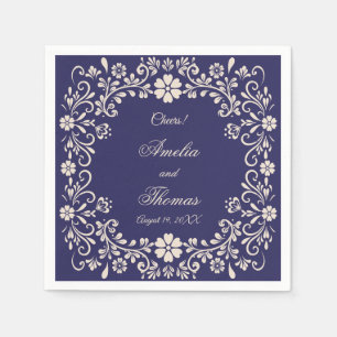 Mexican Talavera Navy Blue Wedding Napkin