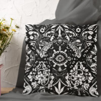 Mexican Talavera Pottery Tile Black White