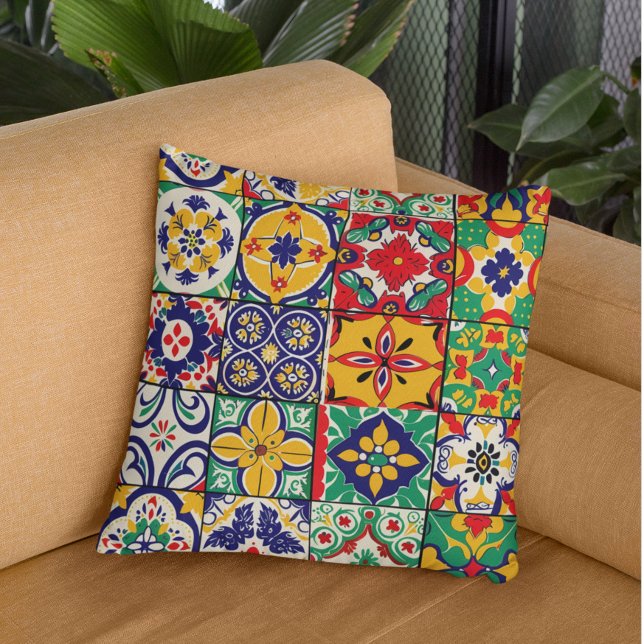 Mexican Talavera Pottery Tile Fiesta Cushion (Creator Uploaded)