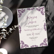 Mexican Talavera Purple Floral Minimalist Wedding