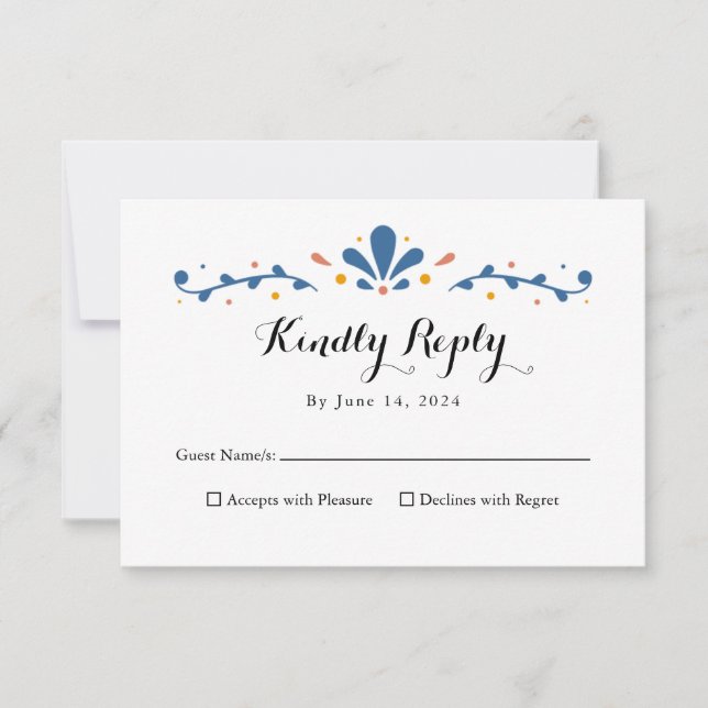 Mexican Talavera Response Card, RSVP Card (Front)