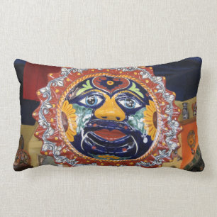Mexican Talavera style sun Lumbar Cushion