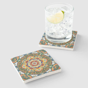 Mexican Talavera  teal vintage wedding favours Stone Coaster