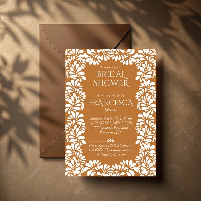 Mexican talavera terracotta bridal shower invitation (Elegant vintage Mexican talavera terracotta bridal shower invitation template instant download)