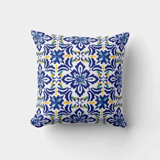 Mexican Talavera Terracotta Tile Design No. 10 Cushion (Front)