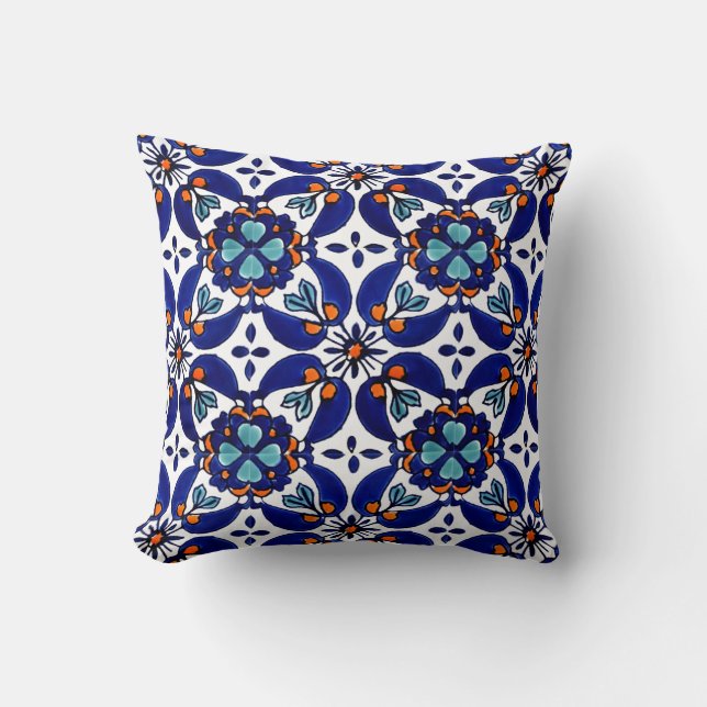 Mexican Talavera Terracotta Tile Design No. 1 Cushion (Front)