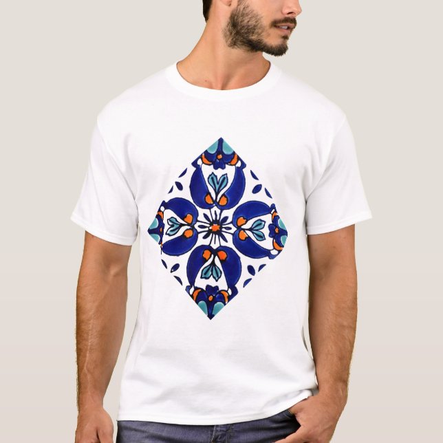 Mexican Talavera Terracotta Tile Design No. 1 T-Shirt (Front)