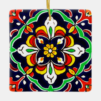 Mexican Talavera Terracotta Tile Design No. 2 Ceramic Ornament