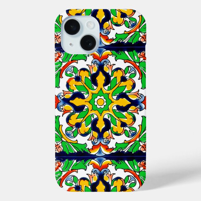 Mexican Talavera Terracotta Tile Design No. 4 Case-Mate iPhone Case (Back)