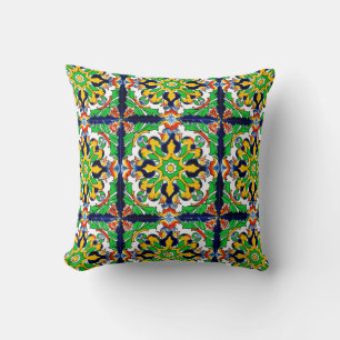 Mexican Talavera Terracotta Tile Design No. 4 Cushion