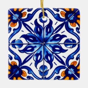 Mexican Talavera Terracotta Tile Design No. 8 Ceramic Ornament