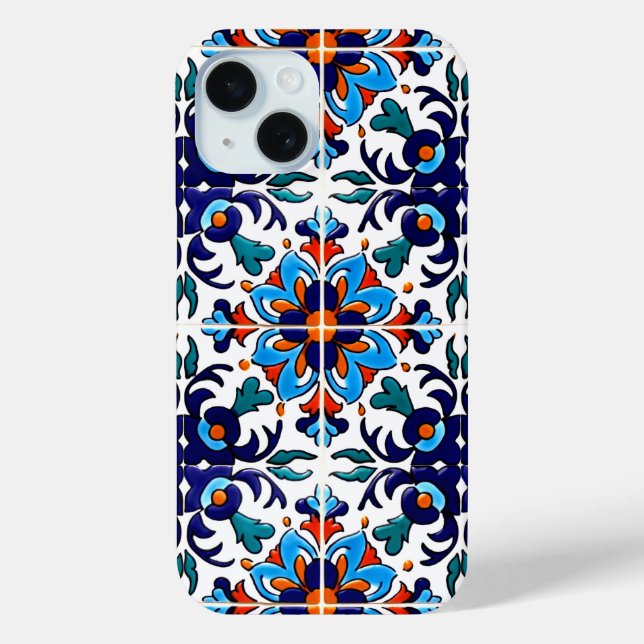 Mexican Talavera Terracotta Tile Design No. 9 Case-Mate iPhone Case (Back)