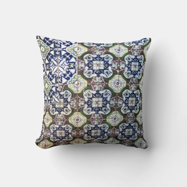 Mexican Talavera tile design Cushion (Front)