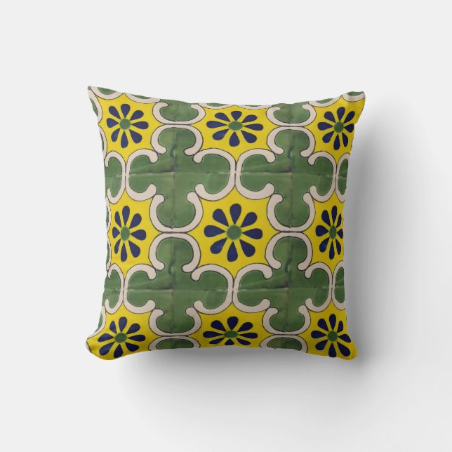 Mexican Talavera Tile double-sided throw pillows (Front)
